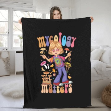 Discover Mushroom Fungi Mycology Matters Funny Hippie style Fleece Blankets
