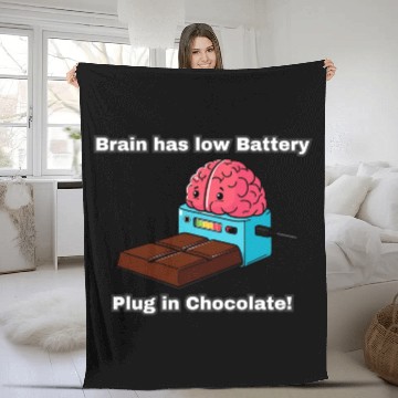 Discover Brain has low Battery Plug in Chocolate! Fleece Blankets