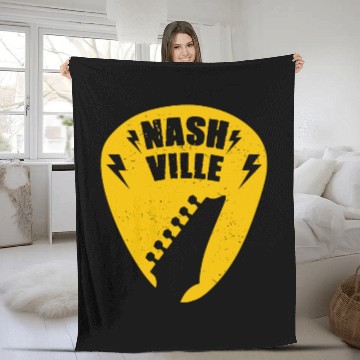 Discover Nashville Music City Guitar Pick Fleece Blankets