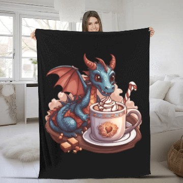 Discover Cozy Dragon and Hot Chocolate Delight Fleece Blankets