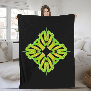 Discover Green Psychedelic Symmetry Design Fleece Blankets