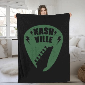 Discover Nashville Music City Guitar Pick Fleece Blankets