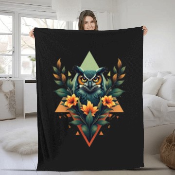 Discover Geometry Owl and Nature Fleece Blankets
