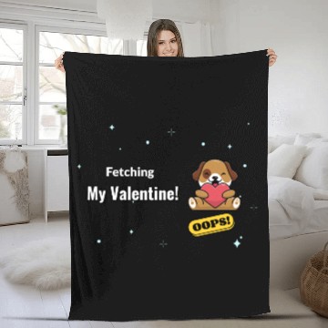 Discover Fetching My Valentine, cute puppy valentine Fleece Blankets
