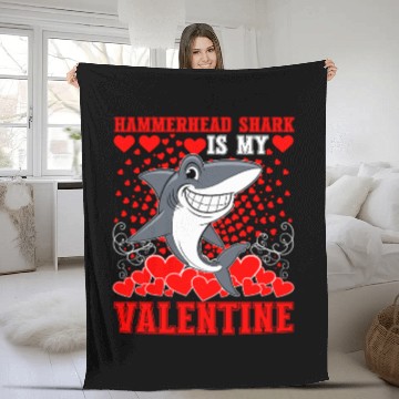 Discover Funny Hammerhead Shark Is My Valentine Shark Fleece Blankets
