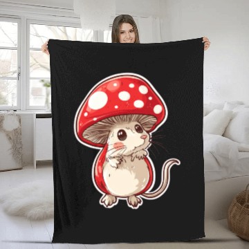 Discover Mushroom Mouse Funny Animal And Mushroom Fleece Blankets