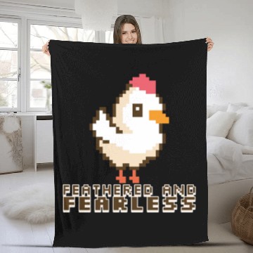 Discover Feathered and Fearless: Bold 8-Bit Chicken Fleece Blankets