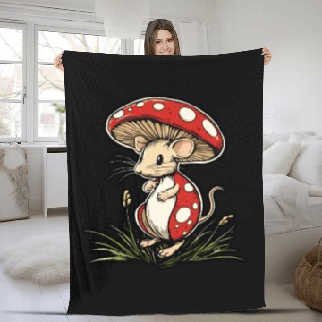 Discover Mushroom Mouse Funny Animal And Mushroom Fleece Blankets
