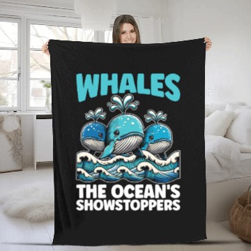 Discover Whales The Ocean's Marine Animal Whale Watching Fleece Blankets