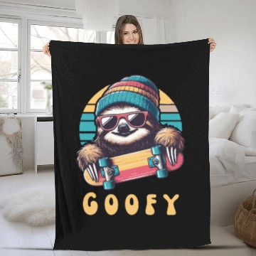 Discover Goofy Skater Sloth - Funny Skateboard Freestyle Fleece Blankets