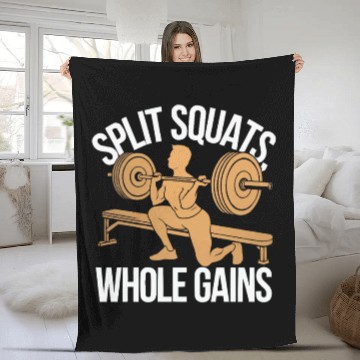 Discover Bulgarian Squat Exercise Fitness Workout Gym Fleece Blankets