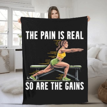 Discover Bulgarian Squat Exercise Fitness Workout Gym Fleece Blankets