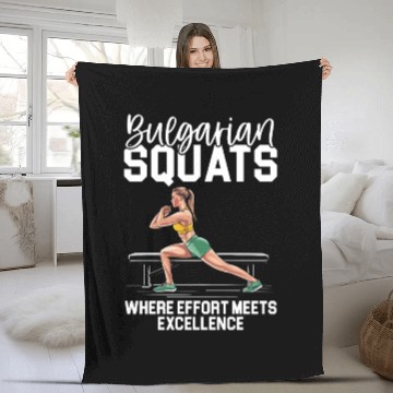 Discover Bulgarian Squat Exercise Fitness Workout Gym Fleece Blankets