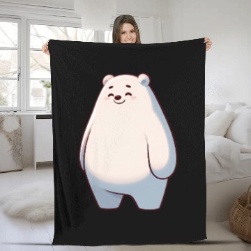 Discover Cute Polar Bear Cartoon Happy Relaxed Fleece Blankets