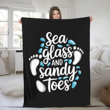 Discover Sea Glass Hunters Collecting Ocean Treasures Fleece Blankets