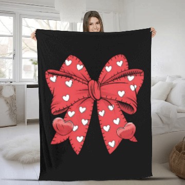 Discover Valentine Heart Coquette bow Bowtiful Love Heartfe Fleece Blankets