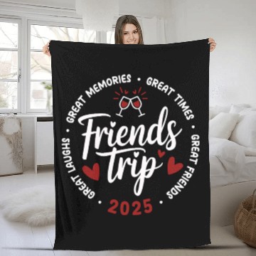 Discover Friends Trip Vacation 2025 Friends Matching Group Fleece Blankets