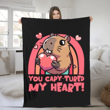 Discover You Capy-tured My Heart – Cute Capybara Design Fleece Blankets