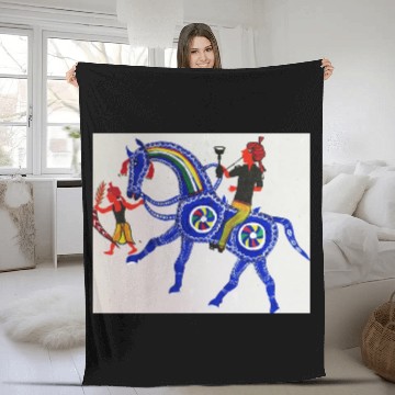 Discover Aadivasi tribal painting Fleece Blankets