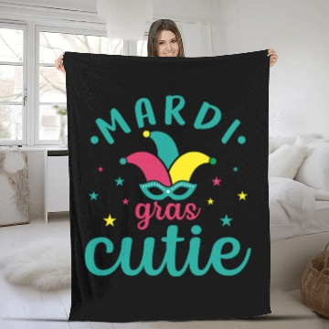 Discover Mardi Gras Cutie festival Fleece Blankets
