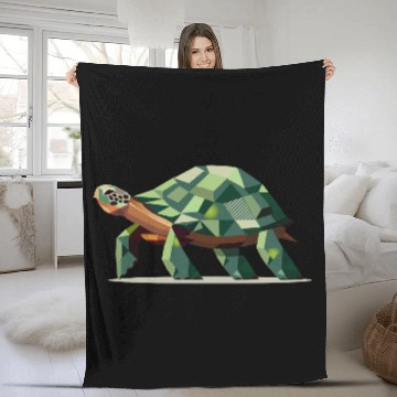 Discover stylized turtle in polygonal design Fleece Blankets