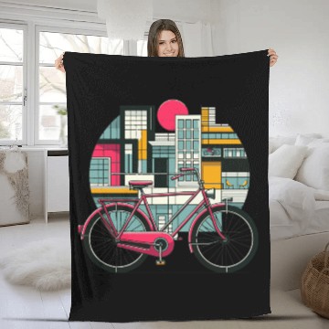 Discover Bike Bicycle City With Bauhaus Architecture Art Fleece Blankets