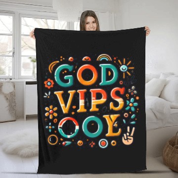 Discover Retro God Vibes Only Positive Energy Design Fleece Blankets