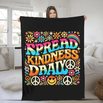 Discover Retro Spread Kindness Daily Hippie-Inspired Fleece Blankets
