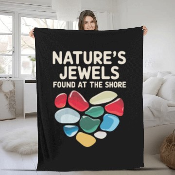 Discover Sea Glass Hunters Collecting Ocean Treasures Fleece Blankets