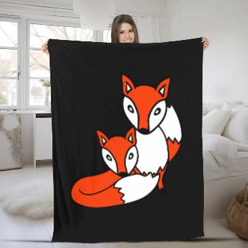 Discover 2 Foxes Friends Red Fox Two Wild Animals Team Crew Fleece Blankets