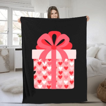 Discover Hearts Gift Box Pattern Design Fleece Blankets