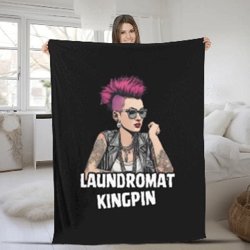 Discover Laundromat Kingpin - Punk Rock Girl Fleece Blankets