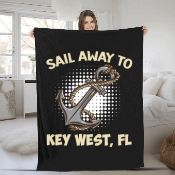 Discover Florida Keys SAIL AWAY TO KEY-WEST Sailing Outfit Fleece Blankets