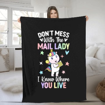 Discover Don't Mess With The Mail Lady Postal Service Girl Fleece Blankets