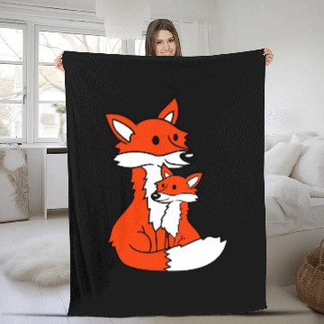 Discover 2 Foxes Mother Red Fox Small Child Father Mother Fleece Blankets