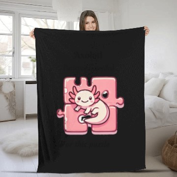 Discover Axolotl puzzle design Fleece Blankets