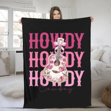 Discover Howdy Howdy Cowboy Pink Guitar Fleece Blankets