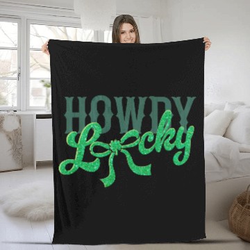 Discover Howdy Lucky Western Cowgirl St Patricks Design Fleece Blankets
