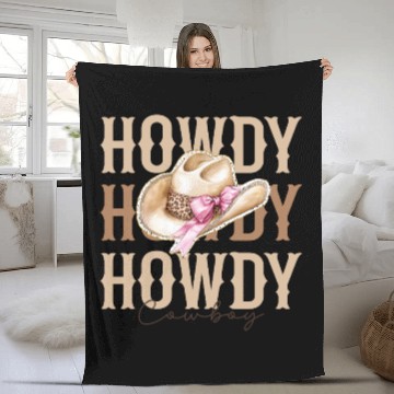 Discover Howdy Cowboy hat Fleece Blankets