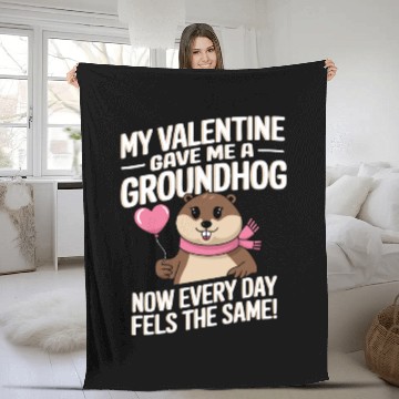Discover My valentine gave me a groundhog Fleece Blankets