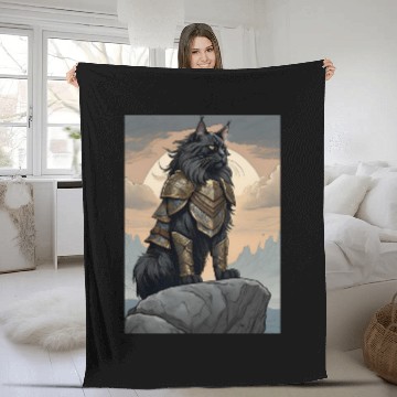 Discover Cat painting red black cat Fleece Blankets