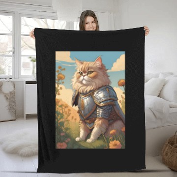 Discover Cat painting red black cat Fleece Blankets