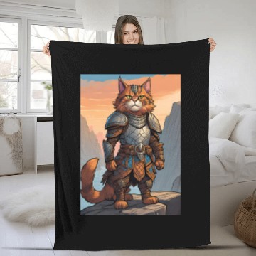 Discover Cat painting red black cat Fleece Blankets