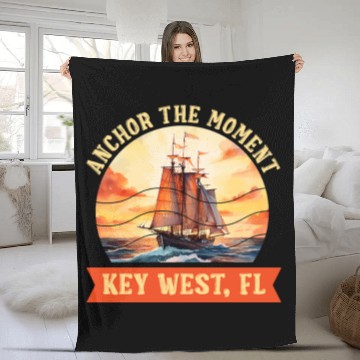 Discover Florida Keys ANCHOR THE MOMENT KEY-WEST FL Fleece Blankets