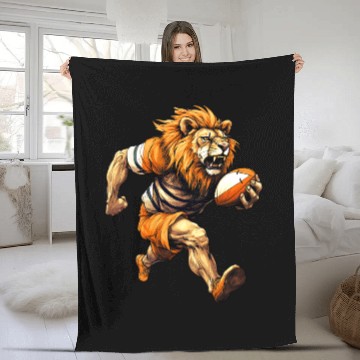 Discover Lion rugby player Fleece Blankets