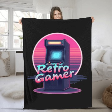 Discover retro gamer in retro style oldschool gamer Fleece Blankets