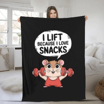 Discover I Lift Because I Love Snacks Cute Gym Hamster Fleece Blankets