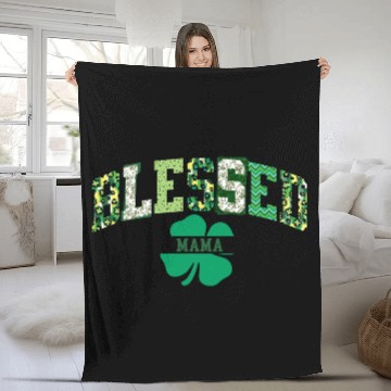 Discover Blessed Mama St Patricks Day Spring and Summer Fleece Blankets