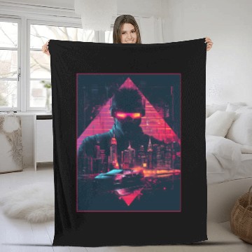 Discover Vaporwave Man Retro Car City Synthwave 90s Fleece Blankets