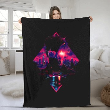 Discover Synthwave Man Retro Car City Vaporwave 90s Fleece Blankets